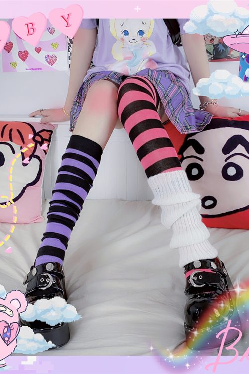 Y2k Striped Harajuku Lolita Striped Jk Socks