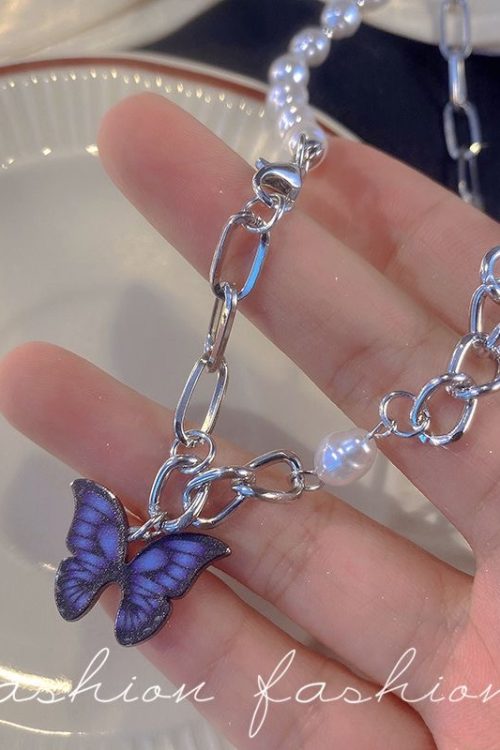 Blue Butterfly Crystal Necklace