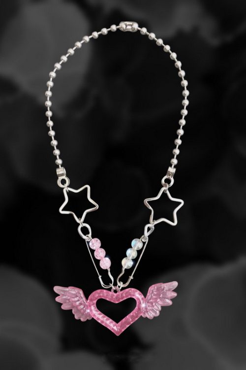 Neon Heart Wings Harajuku Necklace