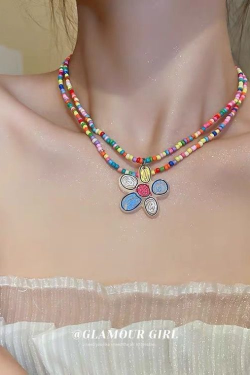 Colorful Beaded Butterfly Necklace